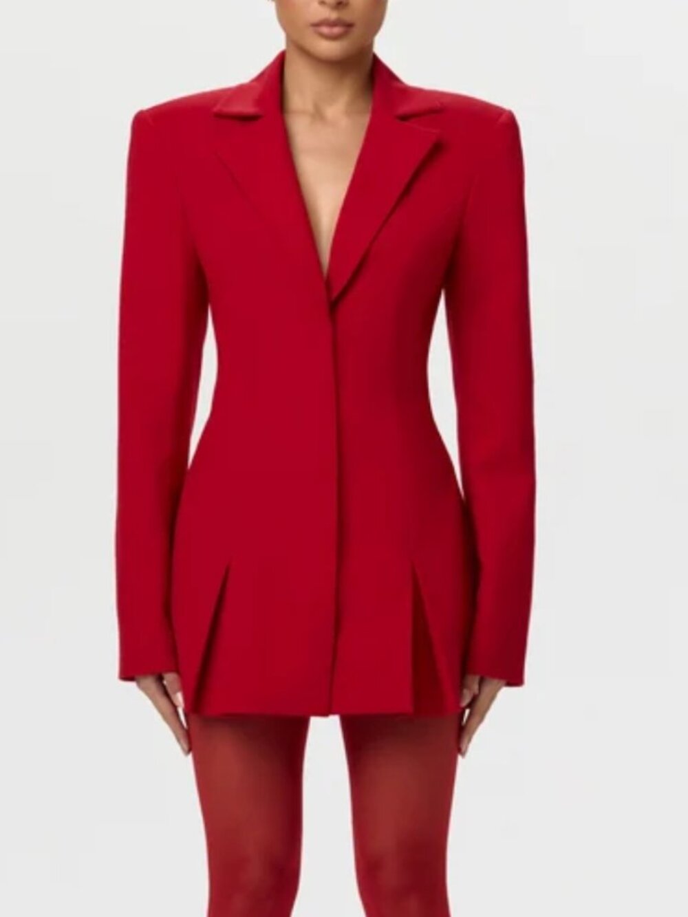 Naked Wardrobe Suiting Blazer Mini Dress Red Pleated Tailored Womens Size M NWT